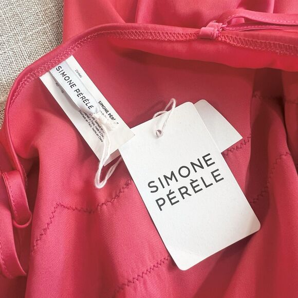 Simone Perele Satin Secrets Chemise Slip Dress Nightgown NEW Pink Lace Sz 8 - Picture 10 of 14